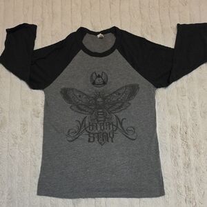 Vintage Alternative Rock Band 'Autumn Stay' Gray and Black Graphic Raglan Tee